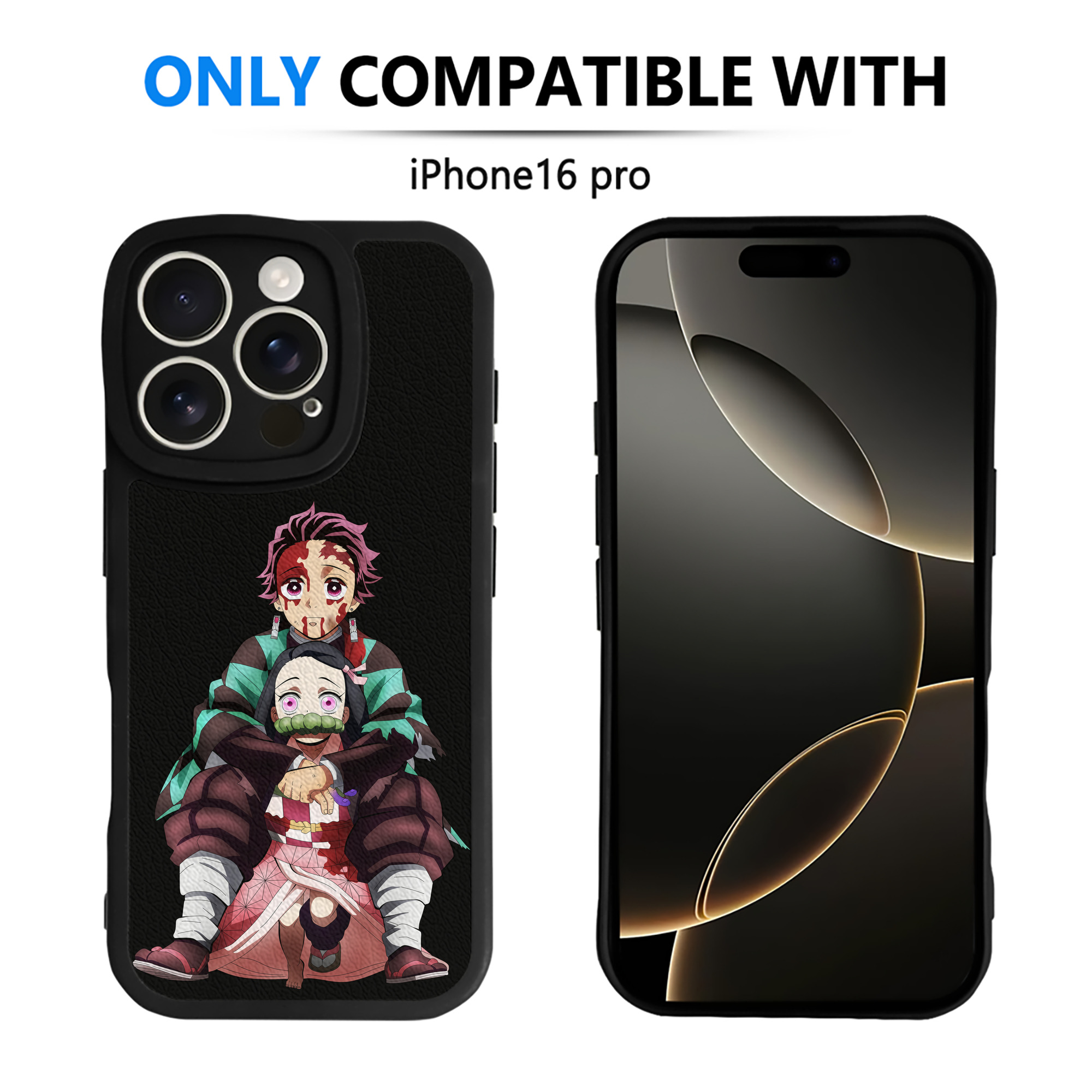 （画像用） 鬼滅の刃（きめつのやいば）竈門 禰󠄀豆子／かまど ねずこ Kamado Nezuko 【iPhone 16シリーズ対応】シリコンスマホケース（レザー調） 材質：シリコン